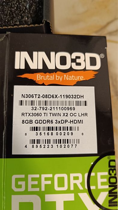Видеокарта Inno3d GeForce RTX 3060 Ti Twin X2 OC 8GB GDDR6