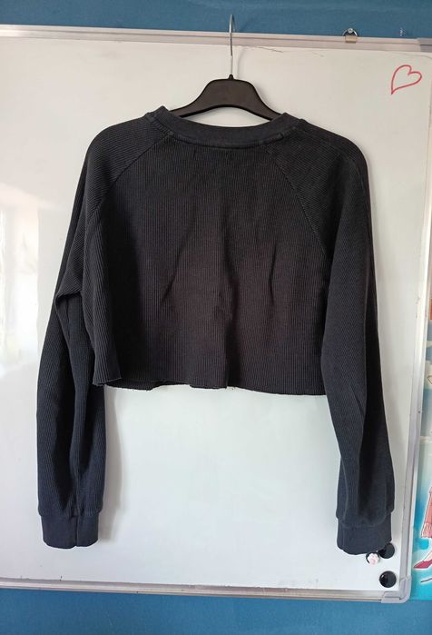 Bluză crop texturată, gri închis, Cropp, mărimea S, stare foarte bună