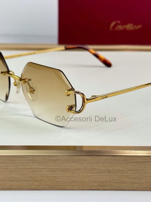Ochelari de Soare Cartier Premiere  CT0118S Noi Full Box  Gold