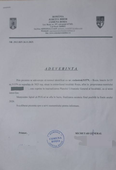 Vind loc cabana 800 mp teren intravilan Rosia zona .Valea Dâlbii.