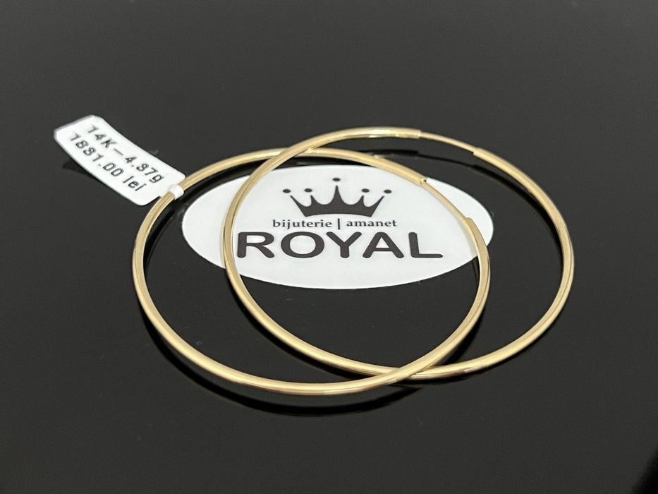 Bijuteria Royal CB : Cercei mari rotunzi aur 14k 4,37 grame