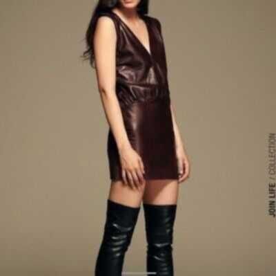 Рокля Zara от естествена кожа, нова, с етикет, размер XS