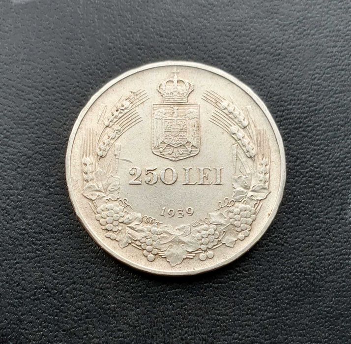 Moneda 250 lei 1939, argint, Regele Carol