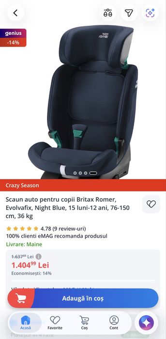 Scaun auto Britax folosit 6 luni
