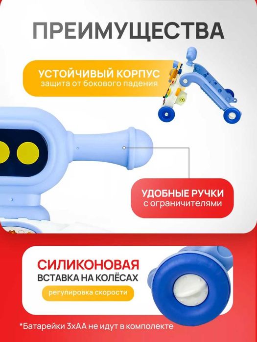 Детские ходунки-каталка 5 в 1 с развивающей панелью