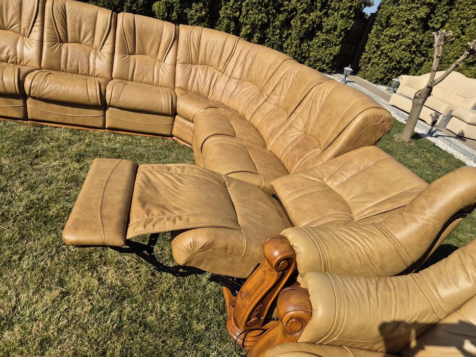 Coltar + 2 fotolii din piele naturala