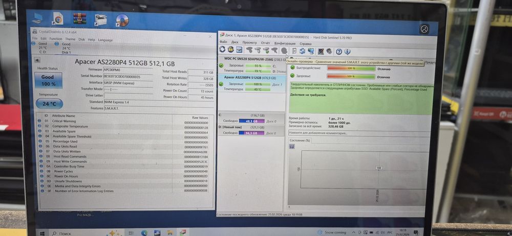 Apacer SSD 512gb m2 nvme и 2.5 Sata