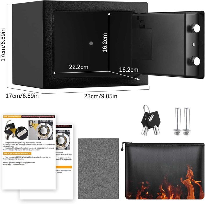 Seif Homesafe 14L cifru si cheie - culoare Negru satinat