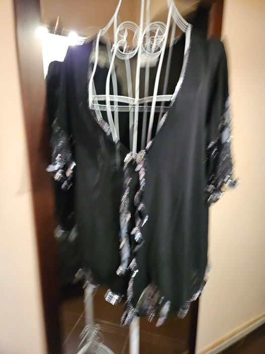 Bolero negru  din.matase si vascoza cu paiete