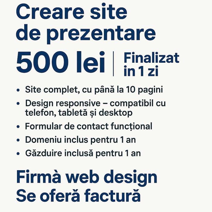Creare site de prezentare - Administrare site - Promovare site