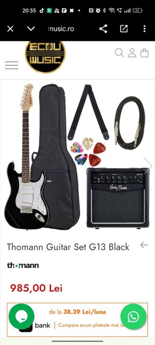 Chitara electrica Harley Benton plus amplificator