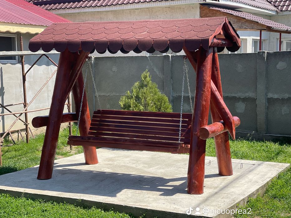 Balansoar din lemn rotund pentru copii , lemn masiv