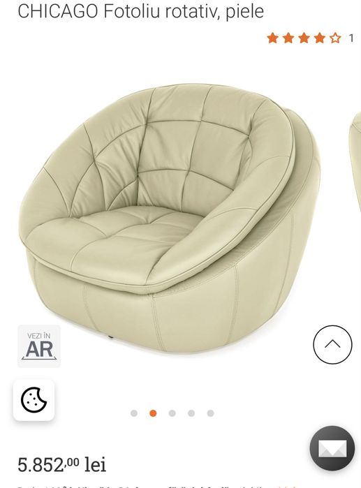 Set canapea si fotoliu mobexpert piele crem