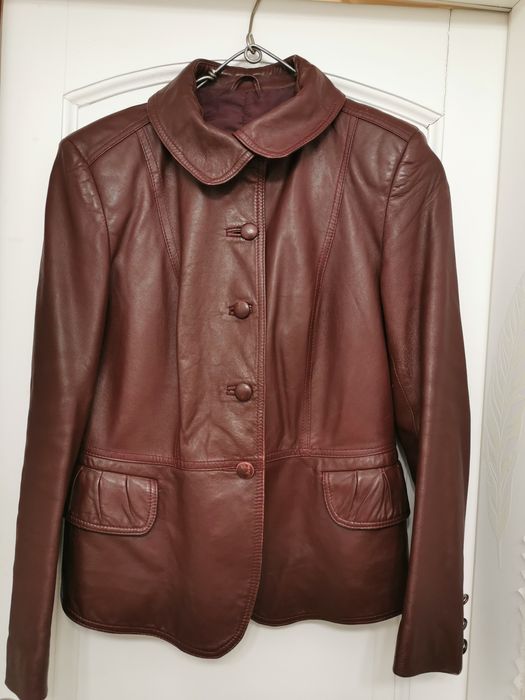 Jachetă piele moale, maro-roșcat, mărime M