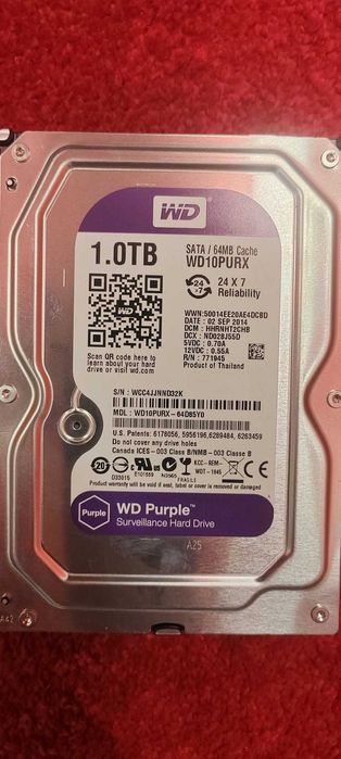 HDD 1TB WD Purple pentru DVR / NVR – 24/7 Surveillance – SATA 3