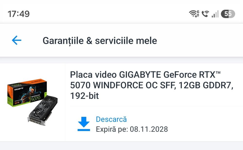 Placa video Gigabyte RTX 5070