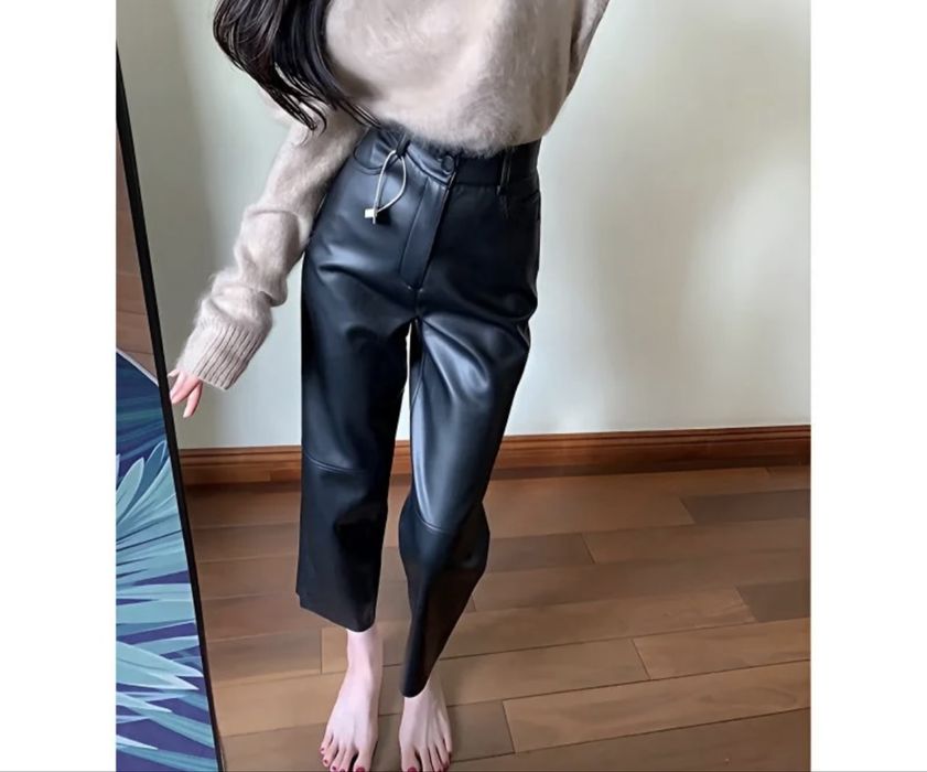 Брюки кожаные ,высокая посадка