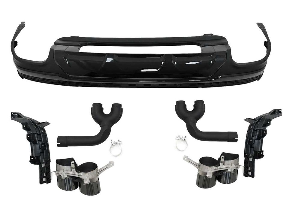 Difuzor Bara Spate Evacuare Dubla Audi Q7 4M Facelift SQ7 Black Negre