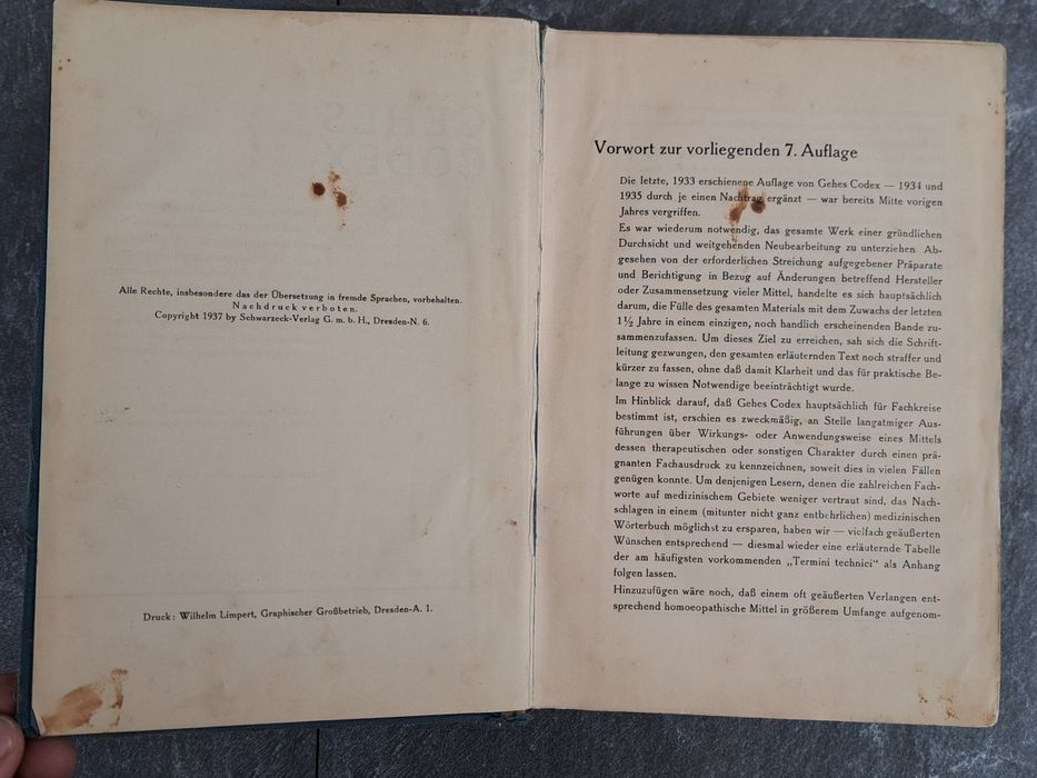 GEHES CODEX -Dictionarul  farmacistului  - 1937 Dresda /De