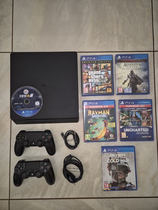 PS4 Slim + 2 джойстика + 10 ТОП ИГРИ (ПОДАРЪК FIFA!)