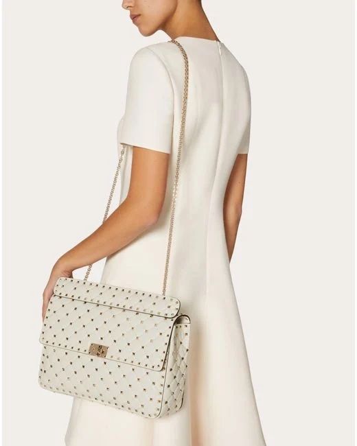 Valentino Garavani Ivory Rockstud Spike Large чанта