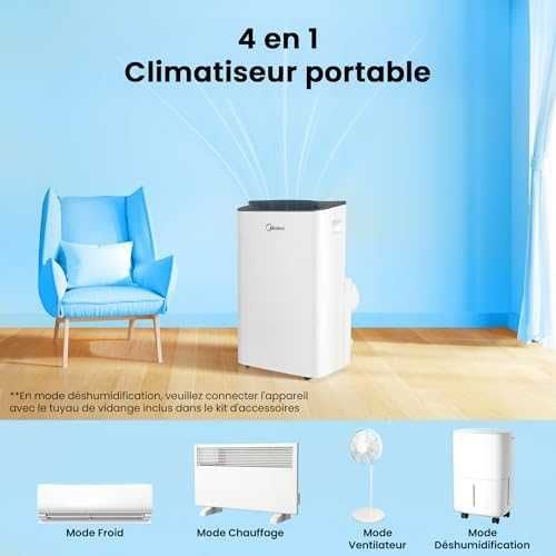 MIDEA Silent мобилен климатик 12000 BTU охлаждане и отопление