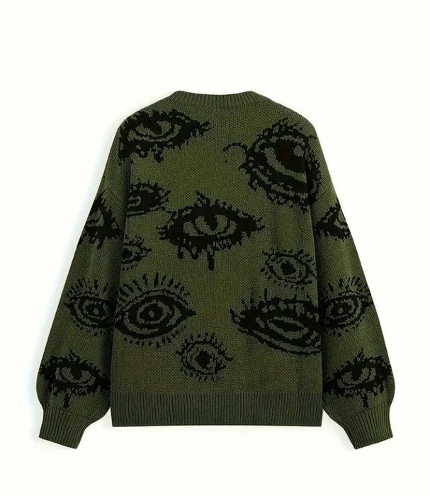 Плетен пуловер с очи
