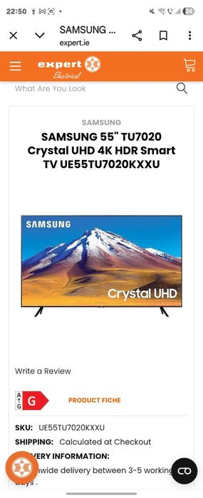Samsung 65"  Crystal UHD 4K SAMSUNG 55" TU720 Crystal UHD 4K HDR Smar