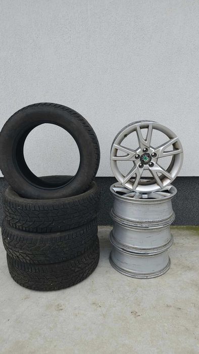 Jante aliaj +anvelope skoda R17 , 5x112