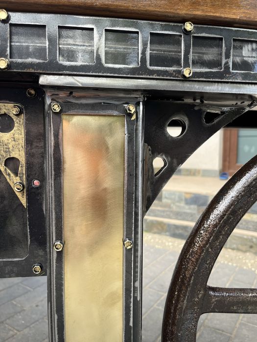 Birou industrial robust otel brut di lemn natural pe comanda.