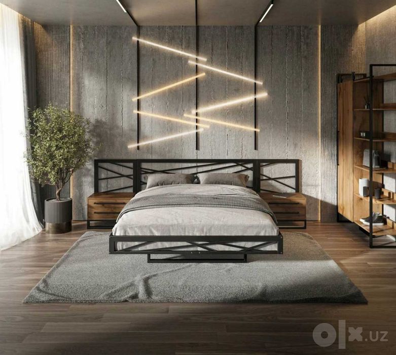 Loft uslubidagi karavotlar. односпальные, двуспальные и парящие