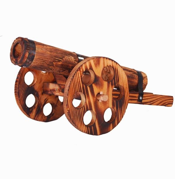 Дървен топ - декоративна фигура за градина - дървено оръдие 48см