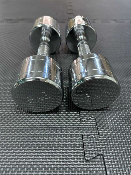 Set de 2 Gantere cromate cu greutate fixa 10 KG - 2 x 5 KG
