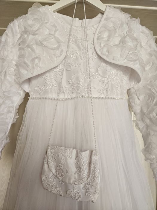 Ținută completă pentru Prima Împărtășanie, Mărimea 140-rochie, bolero