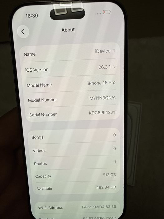 Iphone 16 Pro 512Gb Full Box 95% Baterie MDM