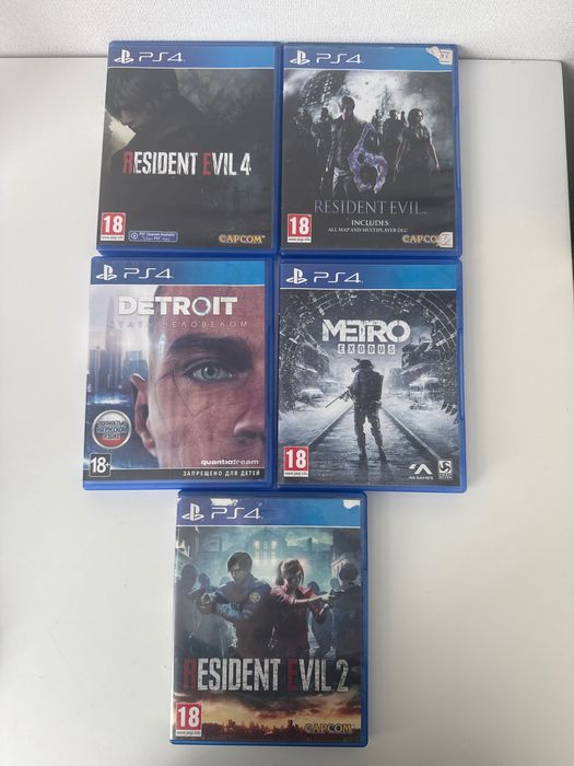 Диски RE2, Detroit, Metro Exodus, RE6, RE4