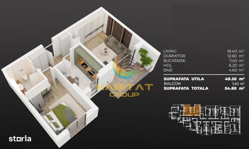 Apartament 2 camere in bloc nou la 3 minute de metrou — fotografia 1