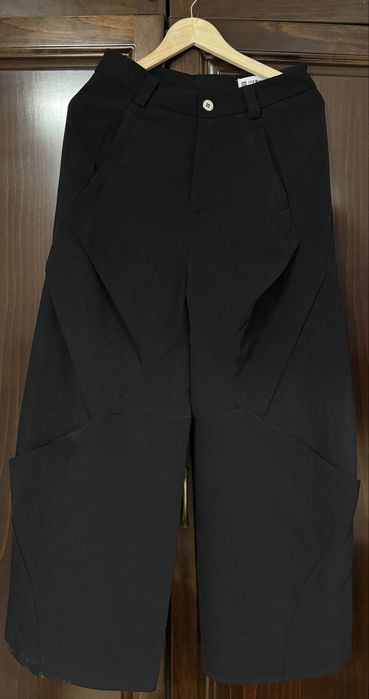Pantaloni Eleganti / Avant-Garde TEENWEAR Negri Wide-Leg [Mărimea XL] - NOI