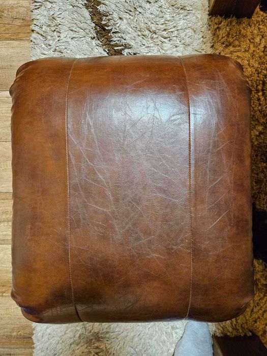 Ъглов кожен диван Най-висок клас еко кожа с табуретка