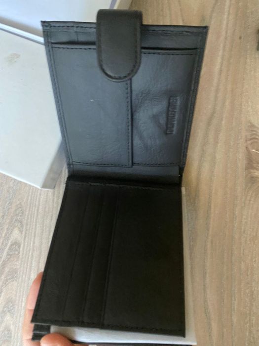 Мъжко портмоне от естествена италианска кожа – черно