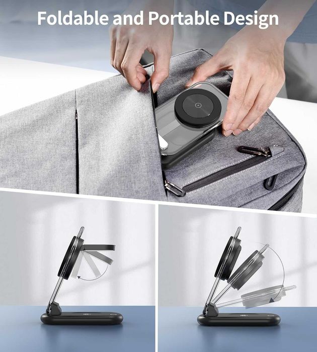 3-в-1 магнитна безжична зарядна станция за Apple устройства