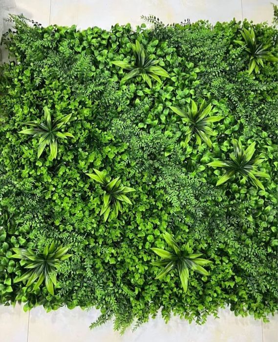 Panou decorativ verde cu mix de plante artificiale 1mx1m Spring
