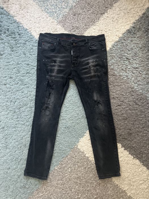 Оригинални мъжки дънки Dsquared2 (накъсан модел с пръски)
