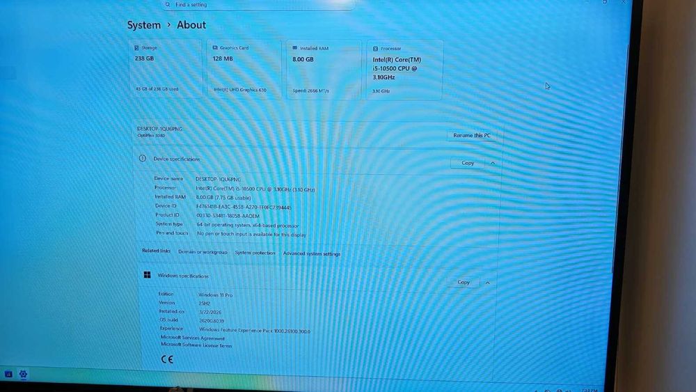 Calculator Dell Optiplex 3080 - i5 gen 10 - 8/256 GB