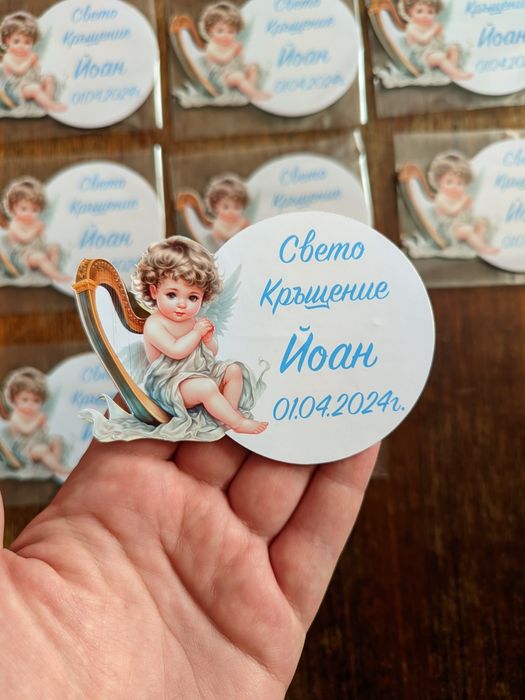 Ангелче магнит снимка, подарък за кръщене, магнит ангел, магнит кръщен