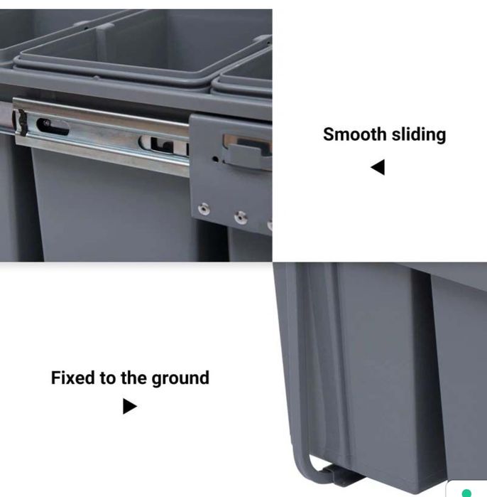 Кош за вграждане с 3 отделения за сортиране на кухненски отпадъци 40 л