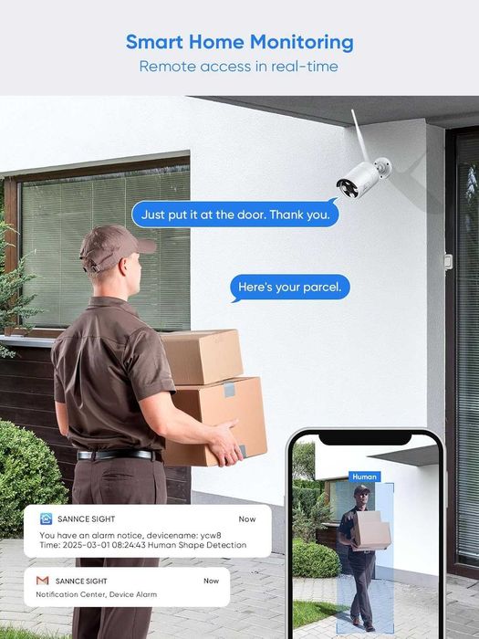 SANNCE 4K Безжични CCTV камери 2 броя за N98WHG 4K NVR, IP66