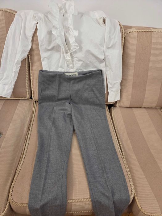Pantaloni 92% lana gri deschis