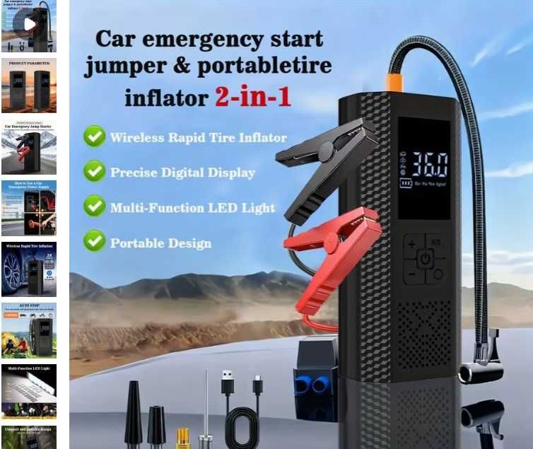 Redresor Starter auto pompa umflat roti powerbank profesional lanterna