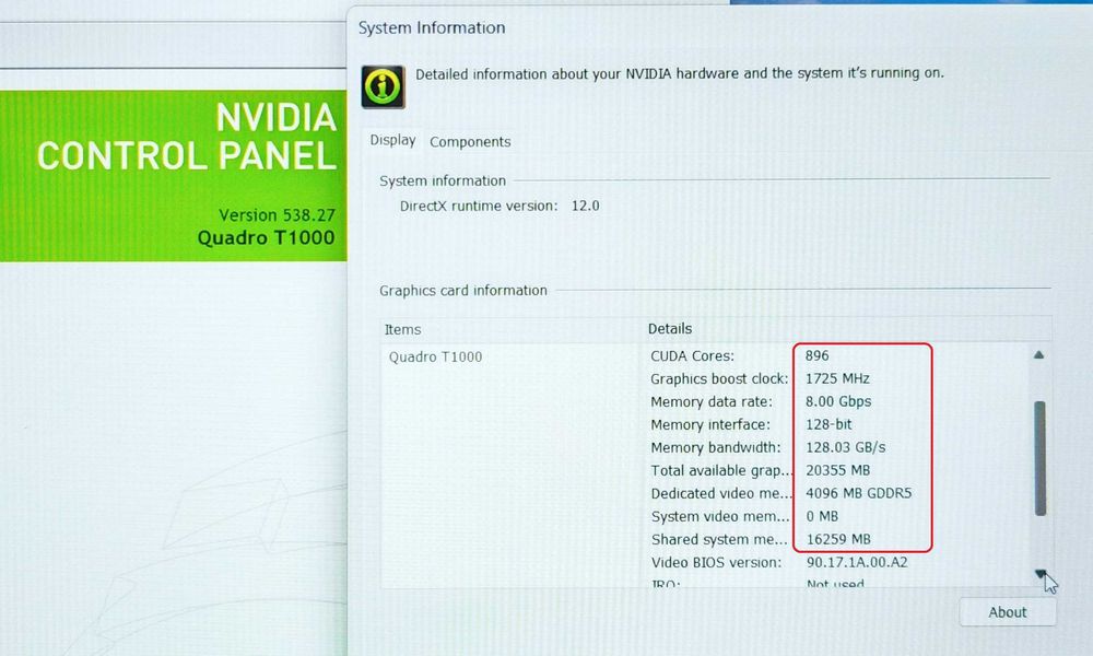 Dell Precision 7540/Core i9-9880H/Quadro T1000 4GB/16GB RAM/512GB SSD